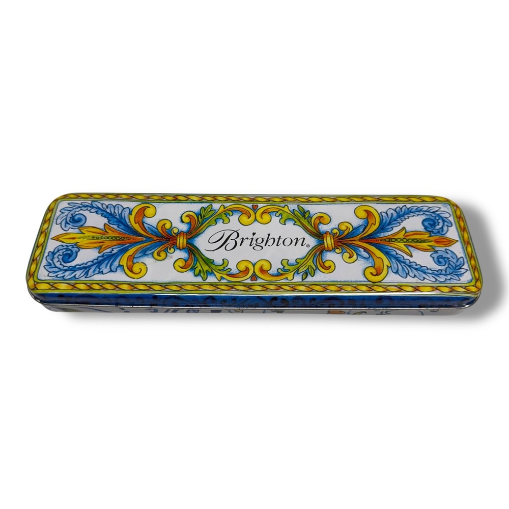 Brighton Decorative Metal Tin Box Scroll Design Removable Lid Read Details‎